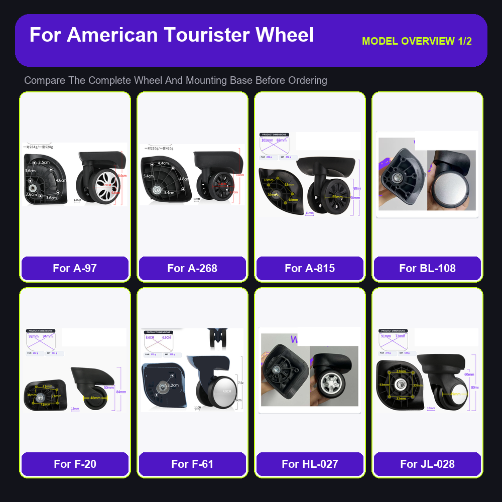 Silent Replacement Luggage Wheels - Ruote di ricambio per valigie, robuste