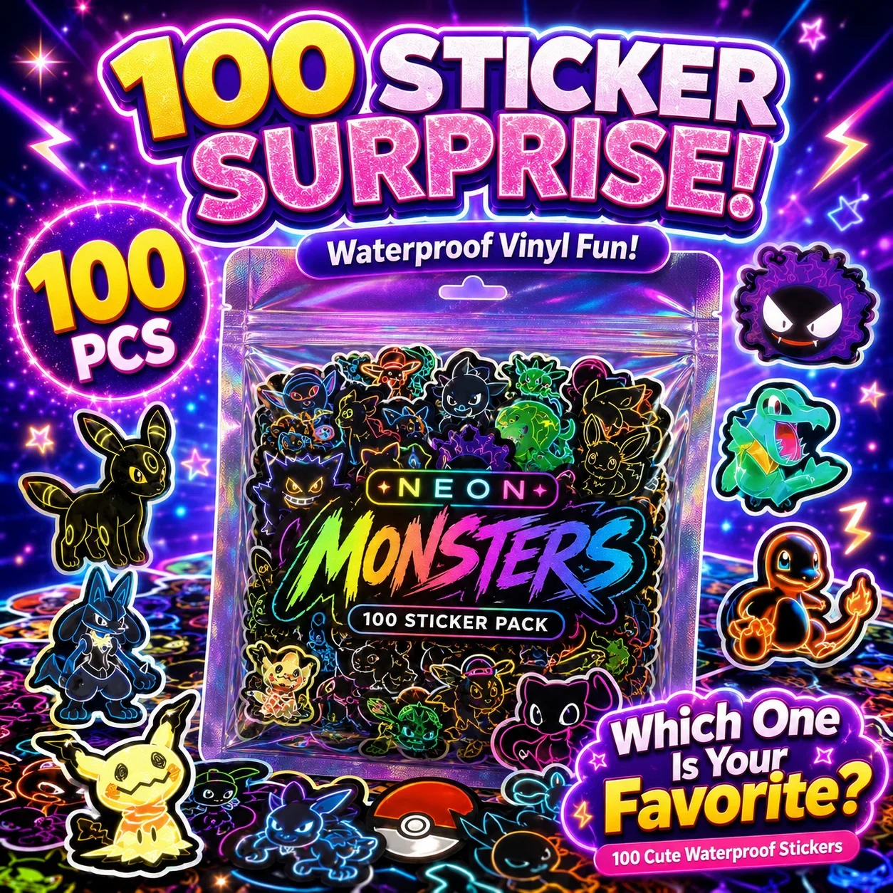100 adesivi Pokémon neon imper - Luggage recensione e prezzo